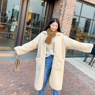 Collared Buttoned Shaggy Fleece Coat