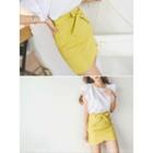Linen Bow-front Miniskirt