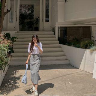Gingham H-line Maxi Skirt