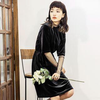 3/4 Sleeve Velvet Dress