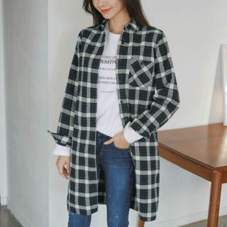 Flannel Boxy-fit Midi Shirtdress