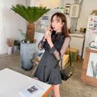 Tulle Blouse & Flared Miniskirt Glitter Set Black - One Size