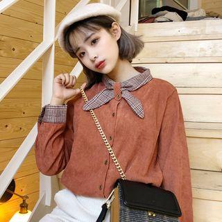 Check Corduroy Long-sleeve Loose-fit Shirt