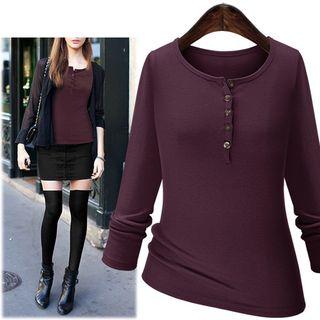Plain Henley Knit Top