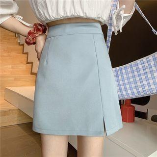 High-waist Side-slit A-line Mini Skirt