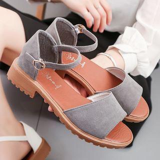 Faux Suede Flat Sandals