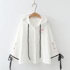 Sakura Embroidered Button-up Hooded Jacket