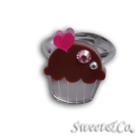 Mini Brown Cupcake Crystal Silver Ring