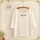 Cat Elbow-sleeve T-shirt
