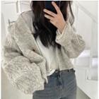 Cable-knit Plain Knitted Cardigan