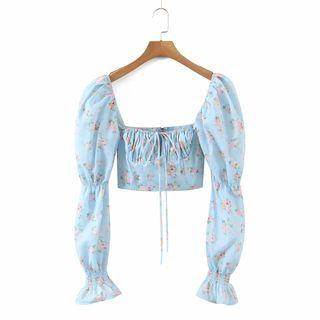 Long Sleeve Floral Crop Top