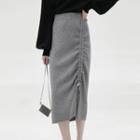Drawstring Midi Sheath Skirt