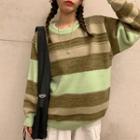 Color-block Geometry Printed Round-neck Sweater