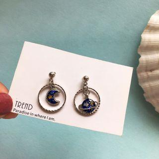 Asymmetrical Planet & Moon Drop Earring