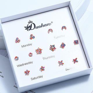 Set Of 7: Stud Earring (various Designs) Kc Gold - Colours - One Size