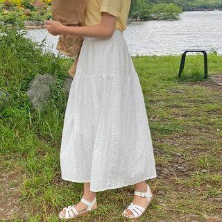 Eyelet-lace A-line Maxi Skirt