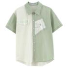 Short-sleeve Bear Patched Shirt