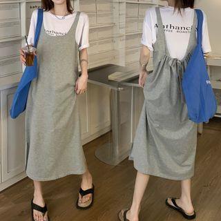 Short-sleeve Lettering T-shirt / Overall Dress