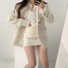 Double-breasted Tasseled Trim Blazer / A-line Skirt