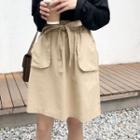 Tie-waist Cargo A-line Skirt