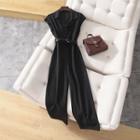 Sleeveless Lapel Collar Wide-leg Jumpsuit With Belt