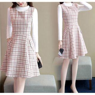 Pattern Knit Dress + Long Sleeve Top