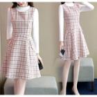 Pattern Knit Dress + Long Sleeve Top