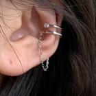 Rhinestone Chained Layered Cuff Earring 1 Piece - Right - Silver - One Size