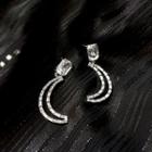 Rhinestone Moon Dangle Earring A02-109 - 1 Pair - Silver - One Size