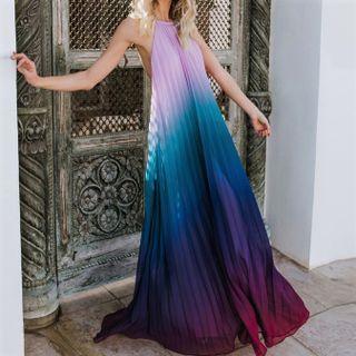 Strappy Gradient Maxi A-line Dress