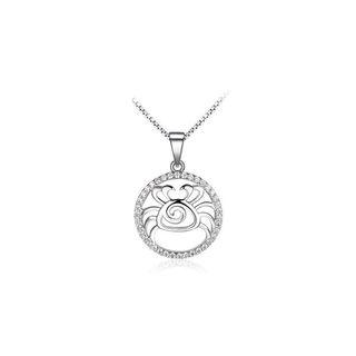 Fashion 925 Sterling Silver Cancer Pendant With White Cubic Zircon And Necklace
