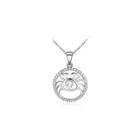 Fashion 925 Sterling Silver Cancer Pendant With White Cubic Zircon And Necklace