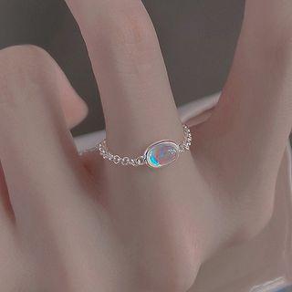 Beaded Chain Ring Silver - One Size