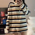 Oversized Round-neck Striped Long-sleeve Top