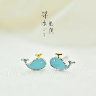 Sterling Silver Whale Studs