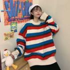Striped Sweater Off-white & Red & Blue - One Size
