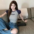 Embroidered Cropped Raglan T-shirt