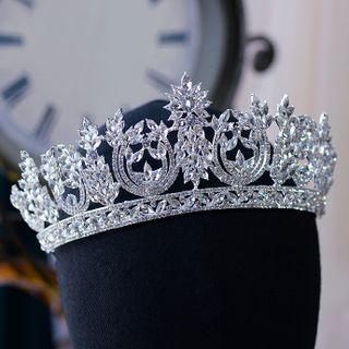 Rhinestone Crown Headpiece 1pc - Silver - One Size
