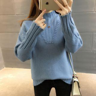 Rib Knit Mock Neck Sweater