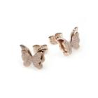Fashion And Elegant Plated Rose Gold Frosted Butterfly 316l Stainless Steel Stud Earrings Rose Gold - One Size