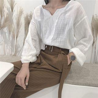 Long Sleeve V-neck Blouse / Wide Leg Pants
