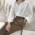 Long Sleeve V-neck Blouse / Wide Leg Pants