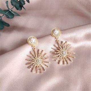 Sun Rhinestone Faux Pearl Dangle Earring One Size - Earrings - Gold - One Size