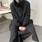 Quilted Button-up Long Coat