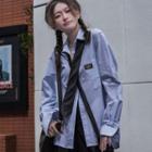 Long-sleeve Striped Shirt With Necktie