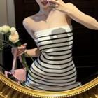 Strapless Striped Knit Dress