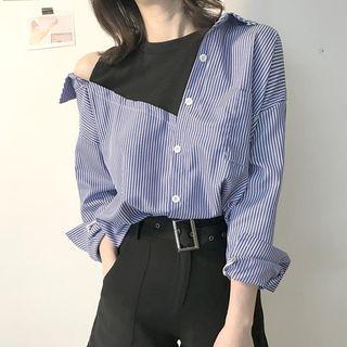 Mock Two-piece Pinstriped Shirt