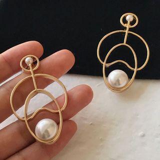 Faux Pearl Geometric Single Earring