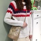 Set: Color Block Sweater + Pom Pom Knit Beanie