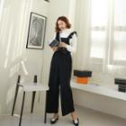 Frilled Corduroy Overall Pants